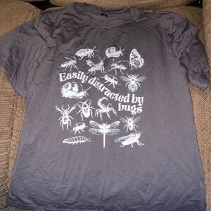 ROMWE Charcoal T-Shirt easily distracted by bugs-never worn